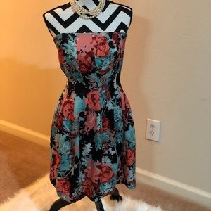 Strapless Floral Dress